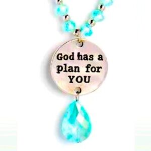 🩵🙏🩵 FAITH❗️ “PRICELESS PLAN” BLUE CRYSTAL NECKLACE ~ PAPARAZZI❗️BEAUTIFUL❗️🩵🙏🩵